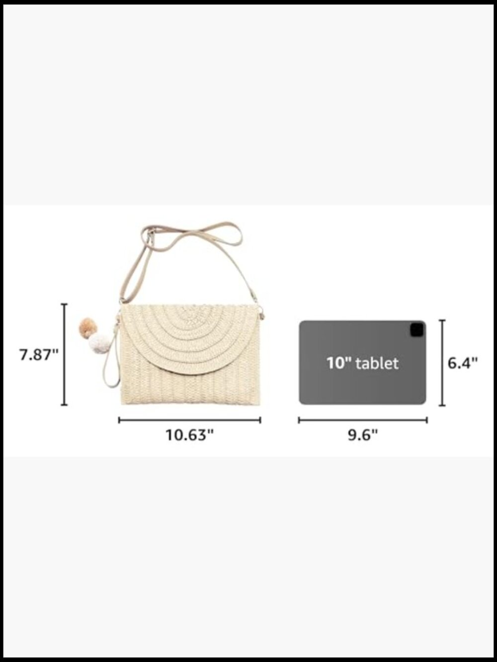 Woven Straw Clutch Bag Handmade Casual Beach Crossbody Shoulder Purse - Picture 3 of 7